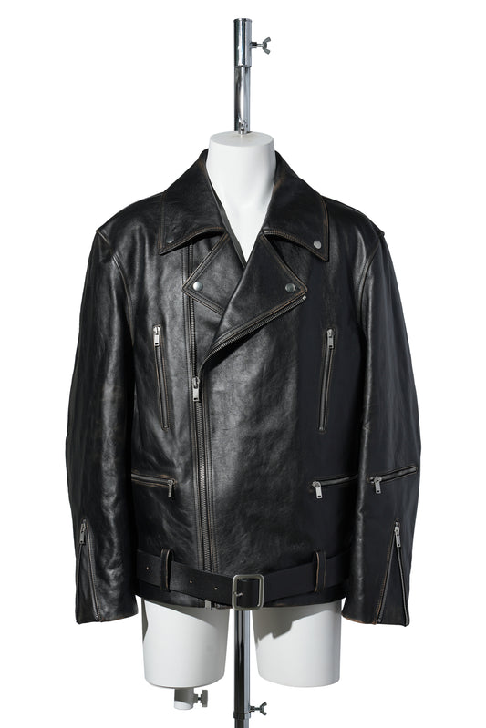 FULL GRAIN DISTRESSED CALFSKIN DOUBLE BLOUSON / 001
