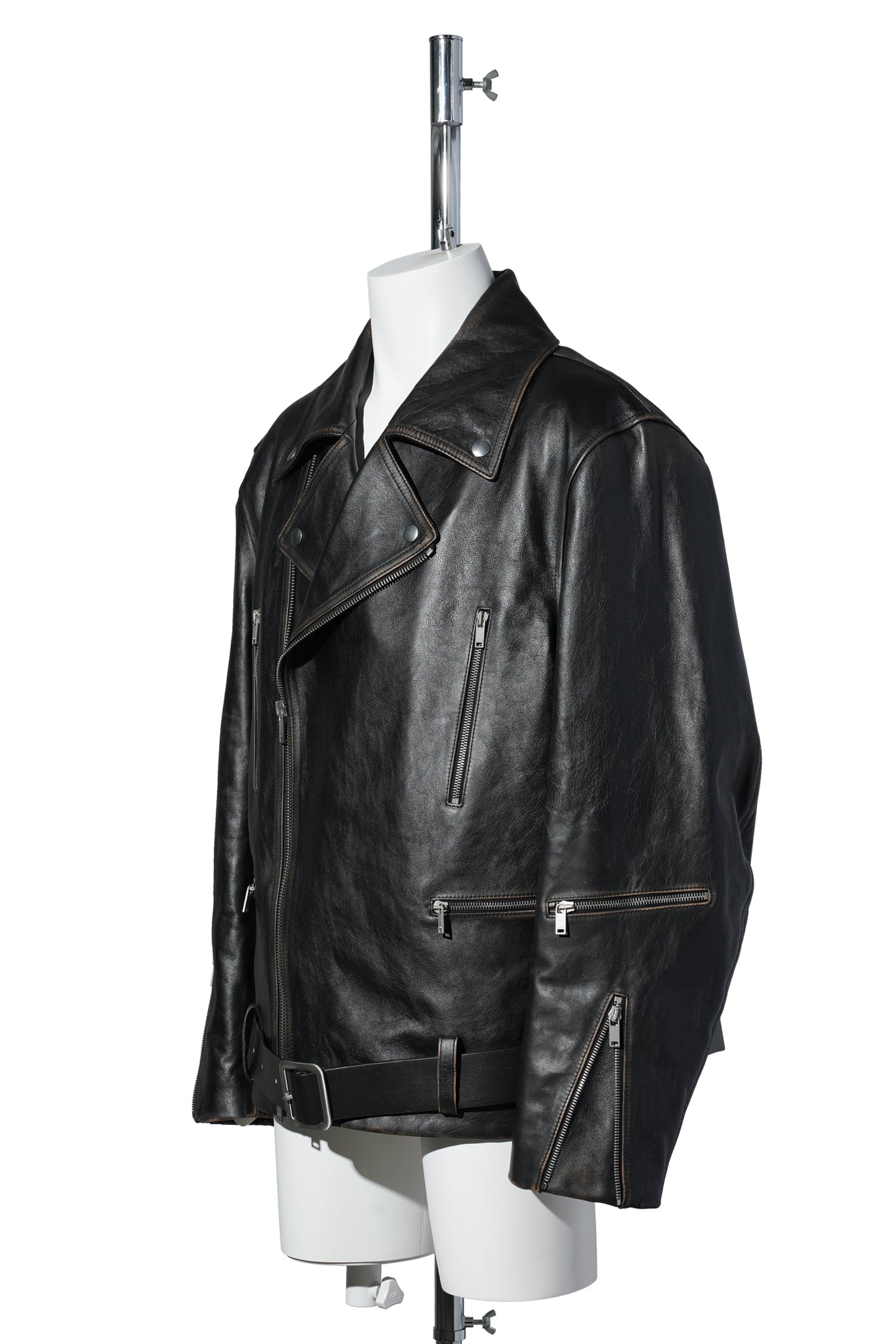 FULL GRAIN DISTRESSED CALFSKIN DOUBLE BLOUSON / 001