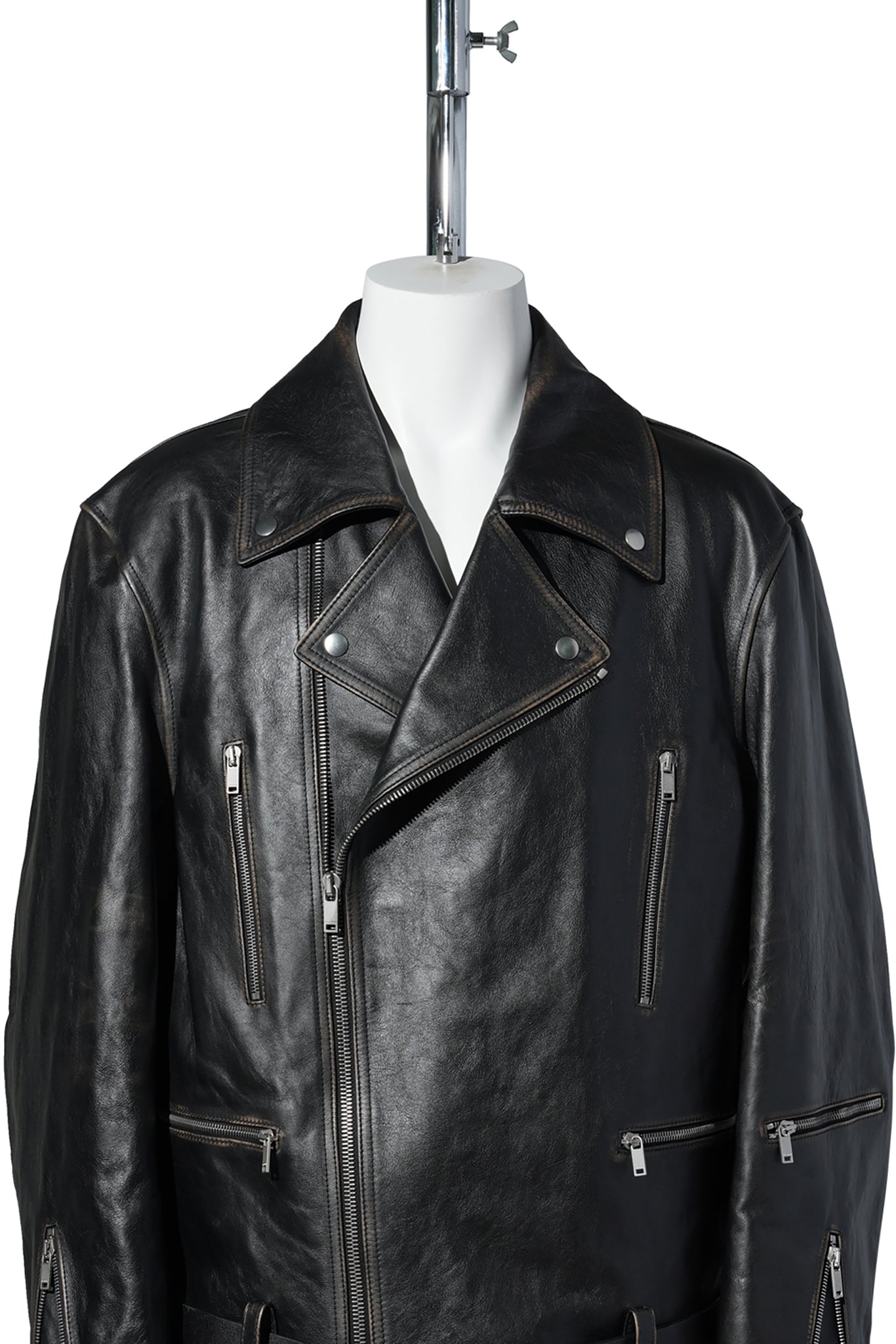 FULL GRAIN DISTRESSED CALFSKIN DOUBLE BLOUSON / 001