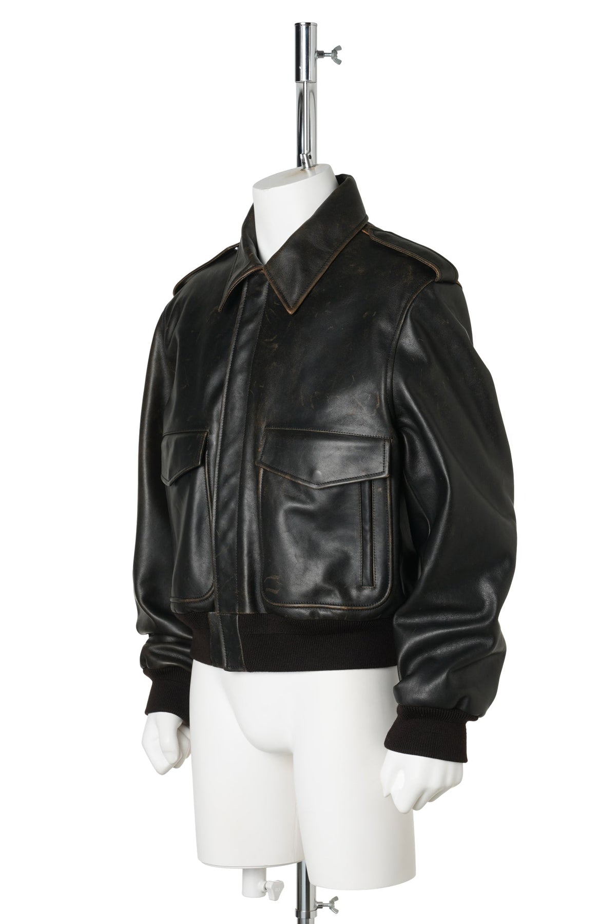 SPORTS WEAR DISTRESSED CALFSKIN LEATHER / 001:BLACK