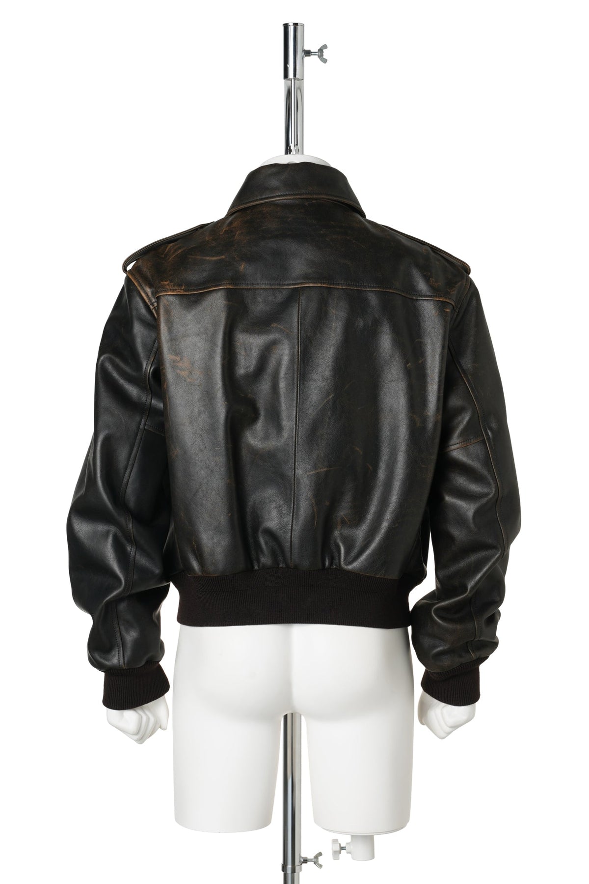 SPORTS WEAR DISTRESSED CALFSKIN LEATHER / 001:BLACK