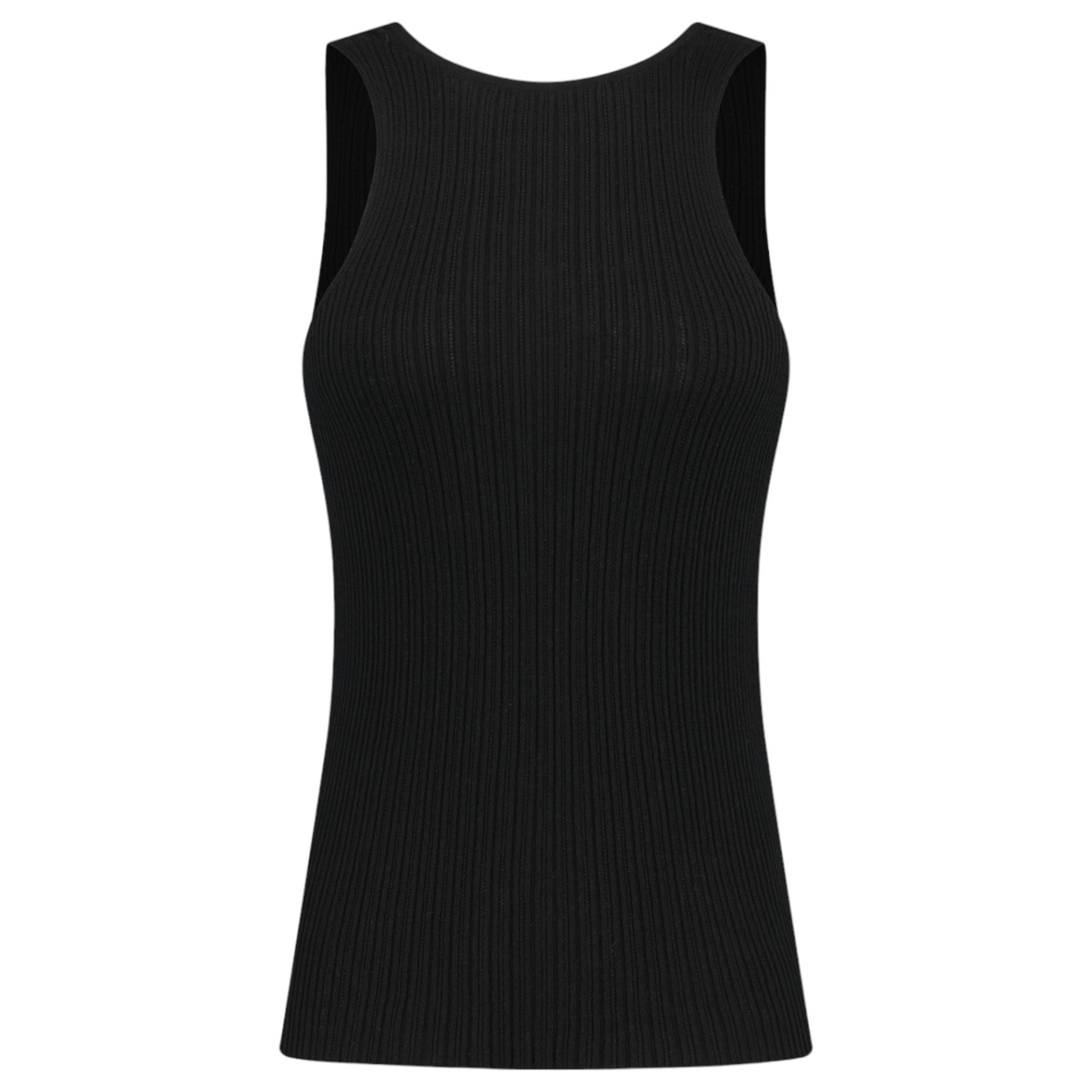 RIBBED TANK TOP IN COTTON / BLACK