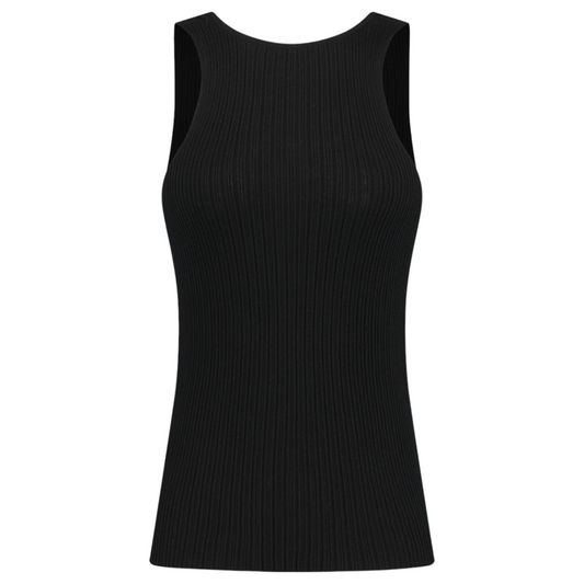 RIBBED TANK TOP IN COTTON / BLACK