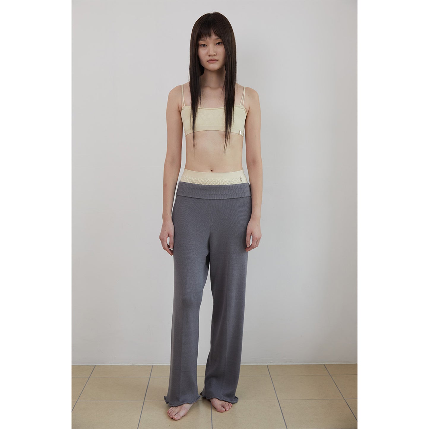 ENGLISH RIBBED TROUSER IN SILK COTTON / GREY