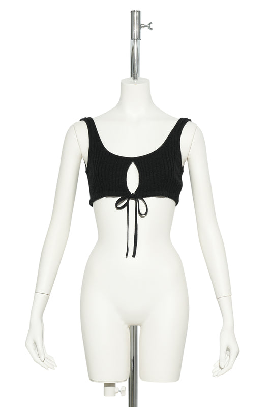 FRONT STRING BRA / CHARCOAL