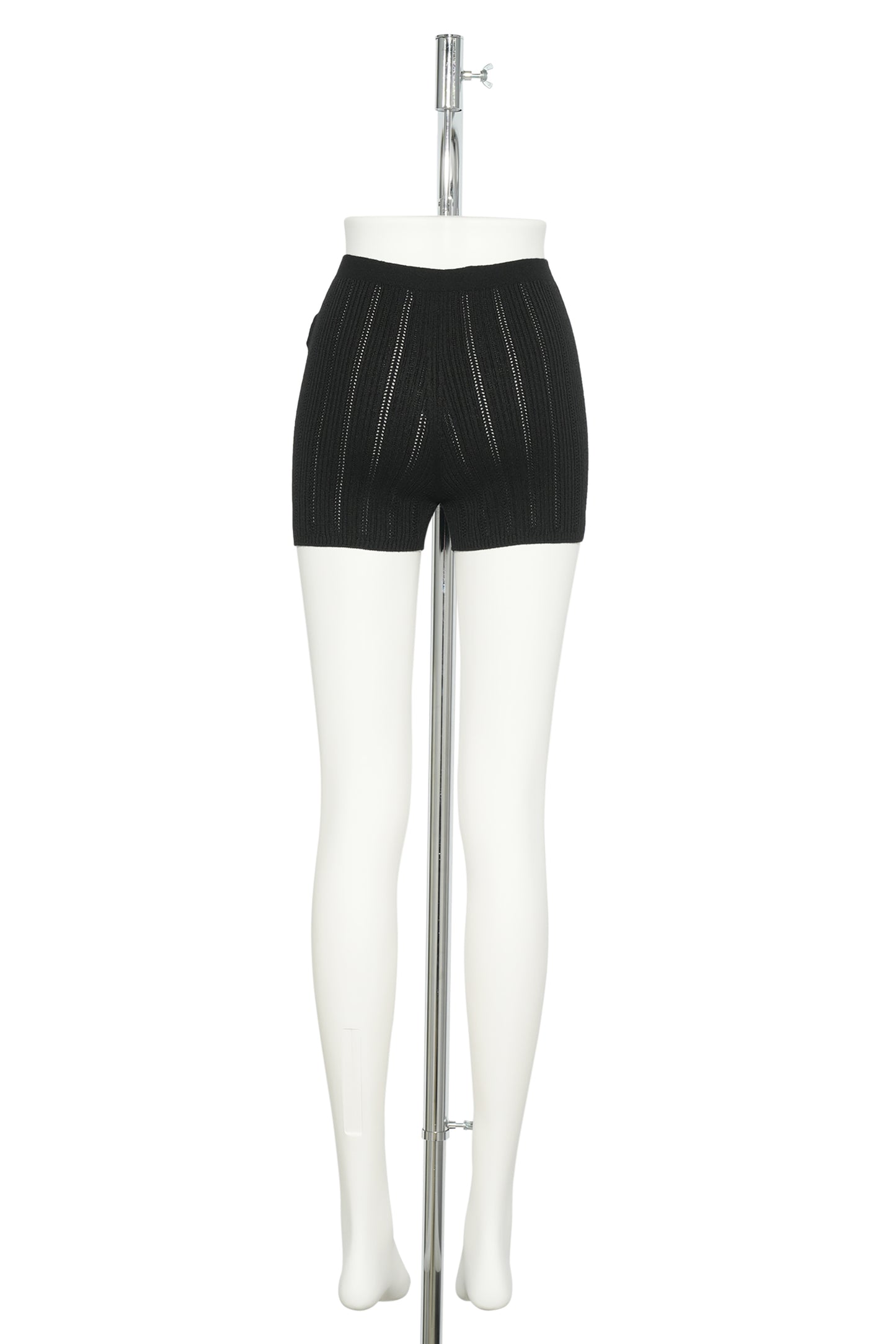 LACE RIBBED SHORTS / BLACK