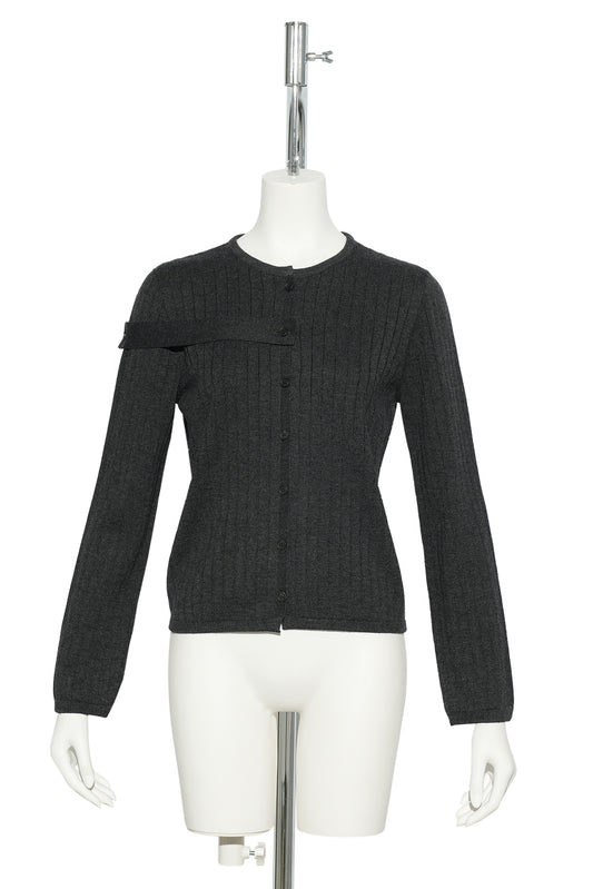 BUTTONED STRAP CARDIGAN / DARKGRAY