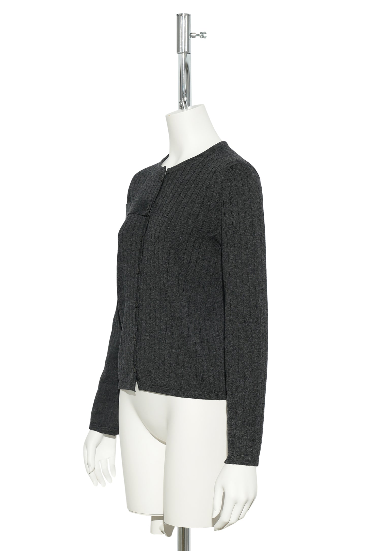 BUTTONED STRAP CARDIGAN / DARKGRAY