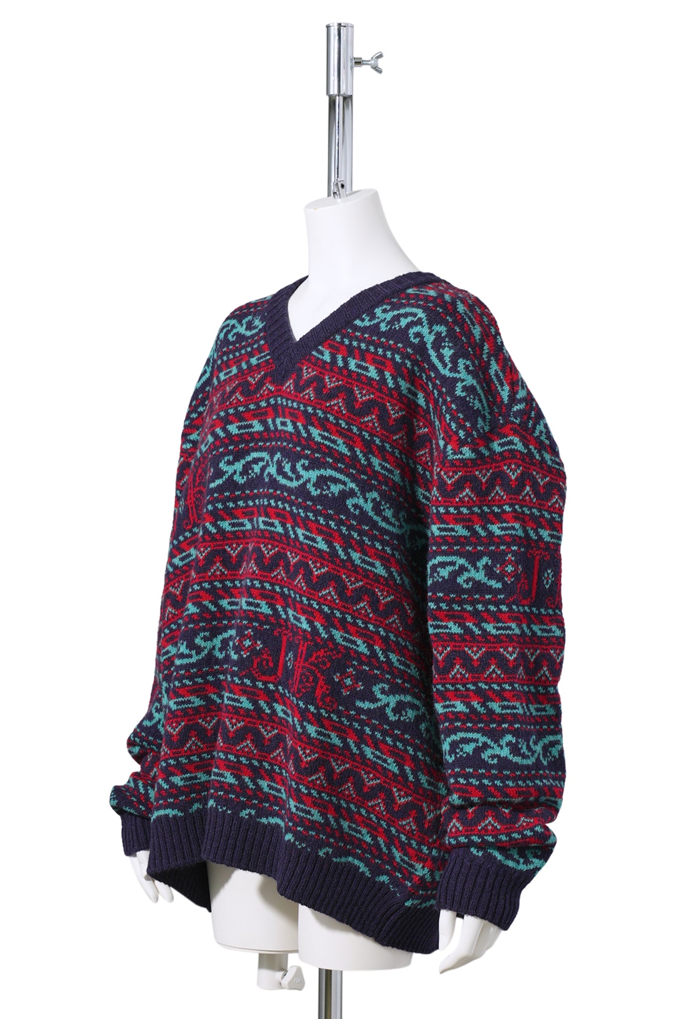 V NECK KNITTED SWEATER / NAVY