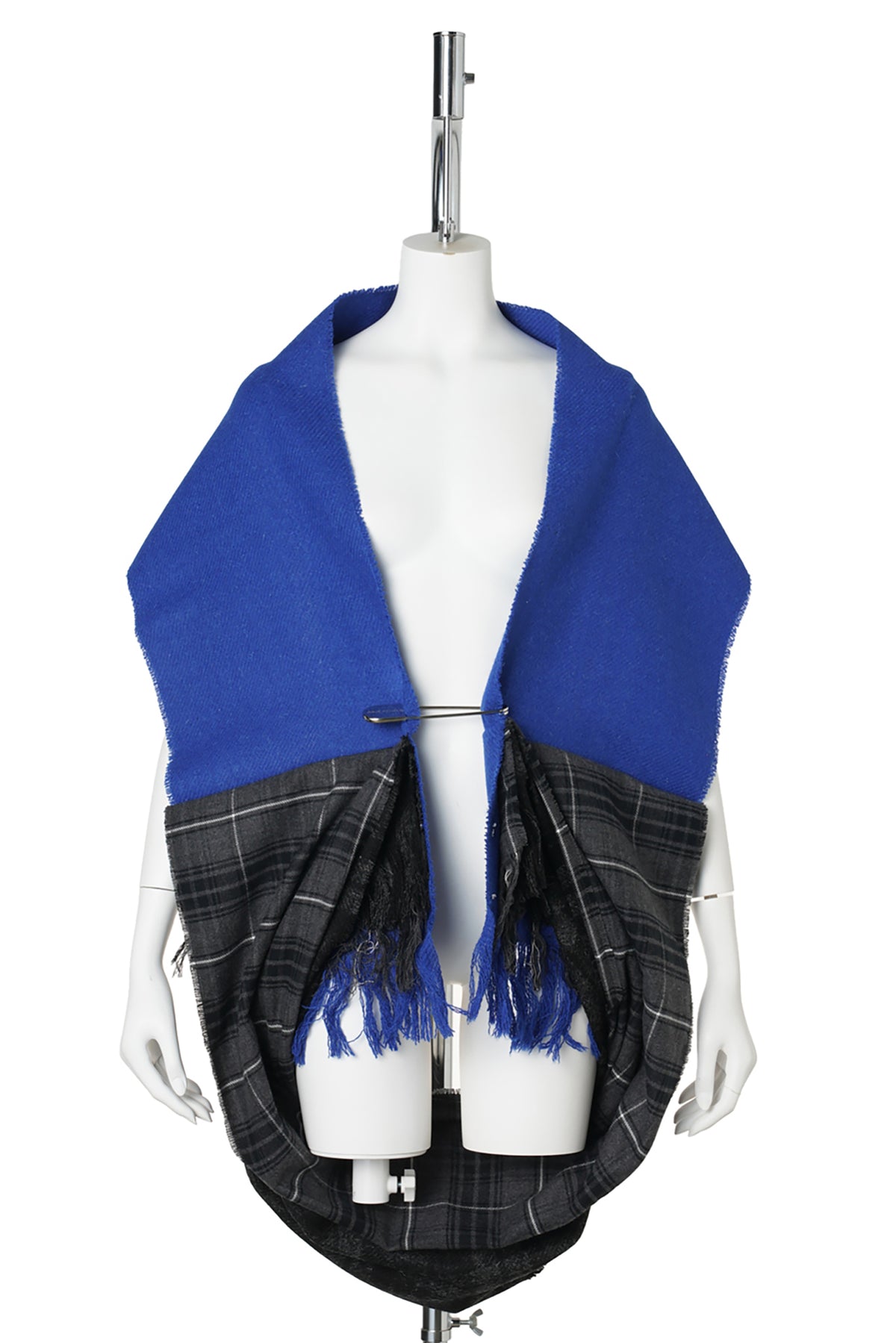 3 LAYER SCARF WITH PIN / BLUE