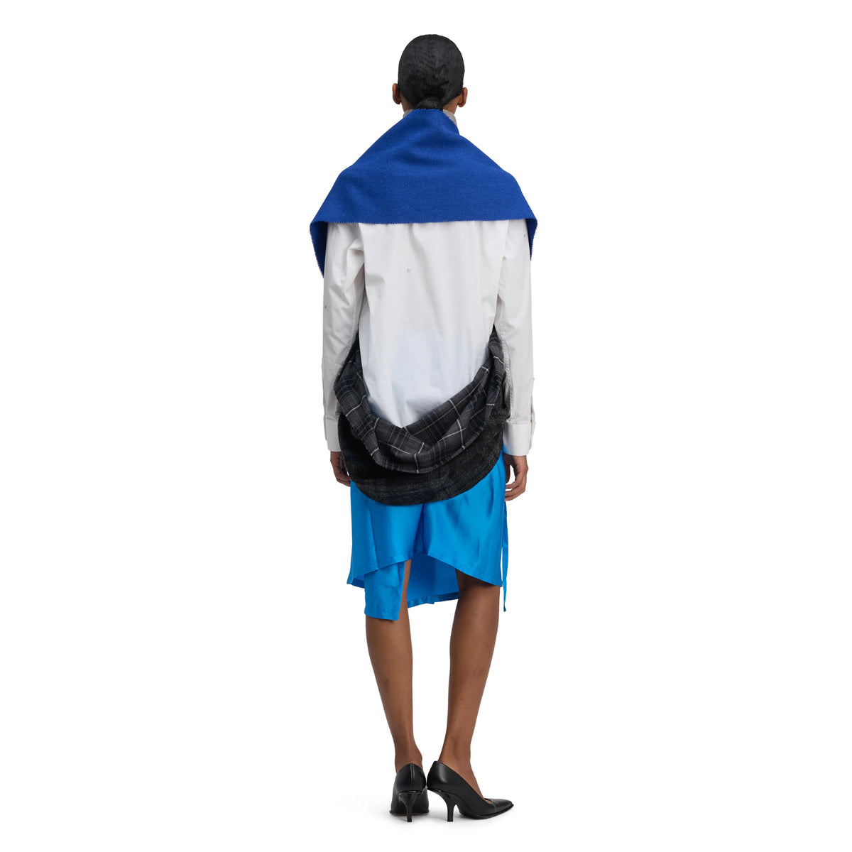 3 LAYER SCARF WITH PIN / BLUE