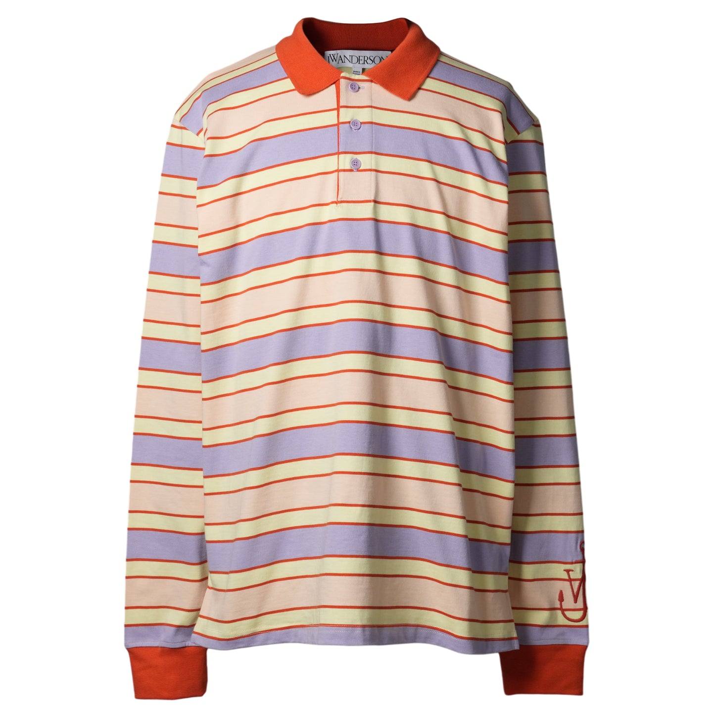 STRIPED CONTRAST TRIM LS POLO TOP / 398