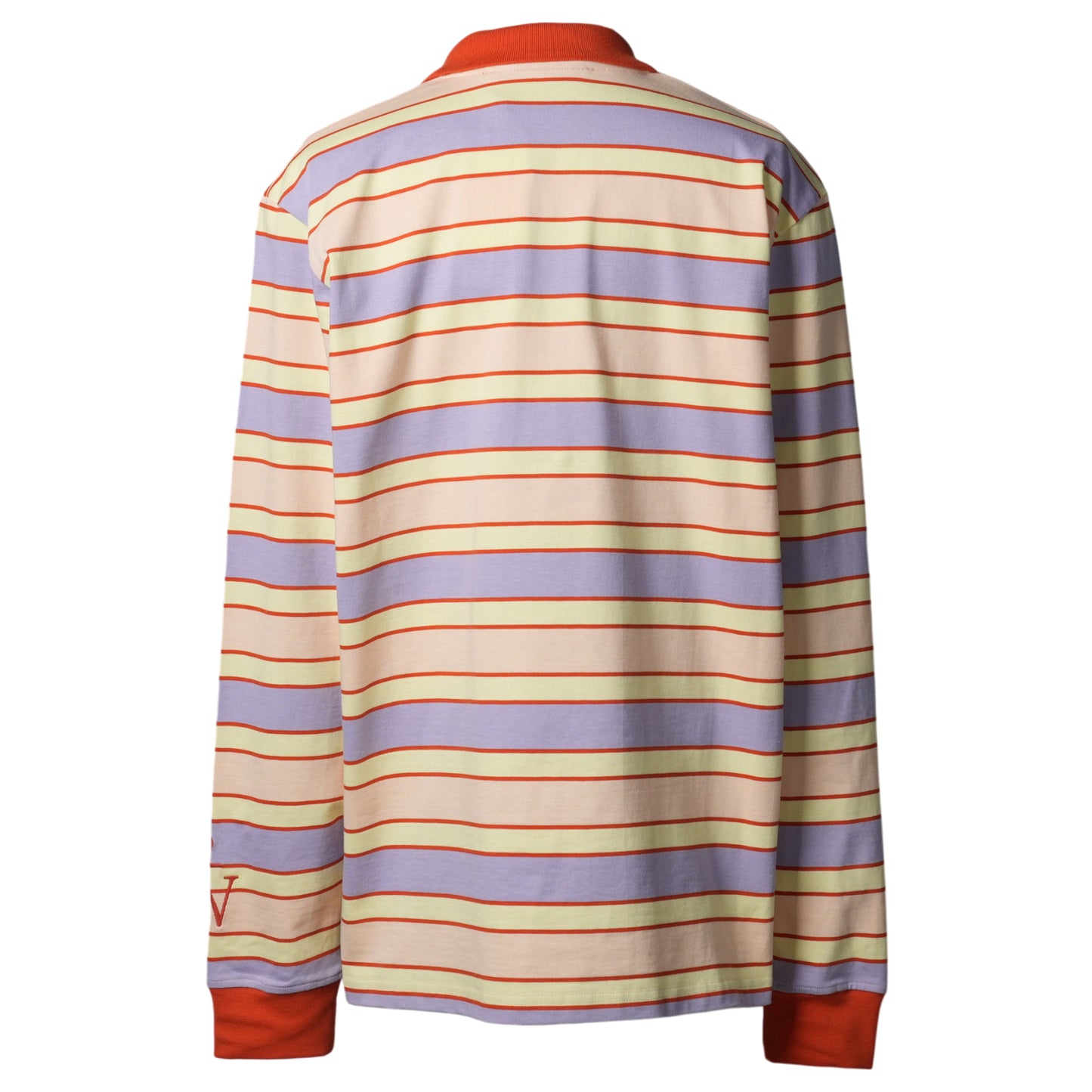 STRIPED CONTRAST TRIM LS POLO TOP / 398