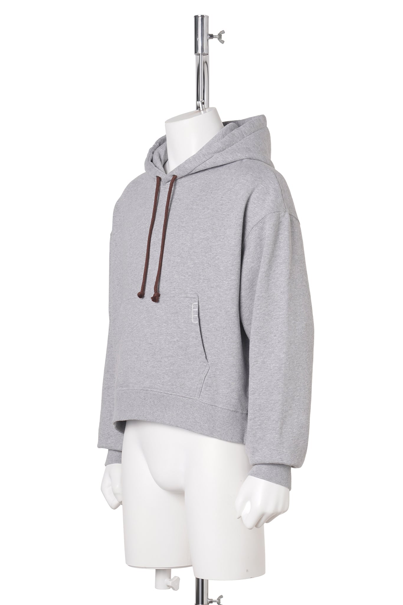 CURVED HEM HOODIE / 945:MID GREY MELANGE