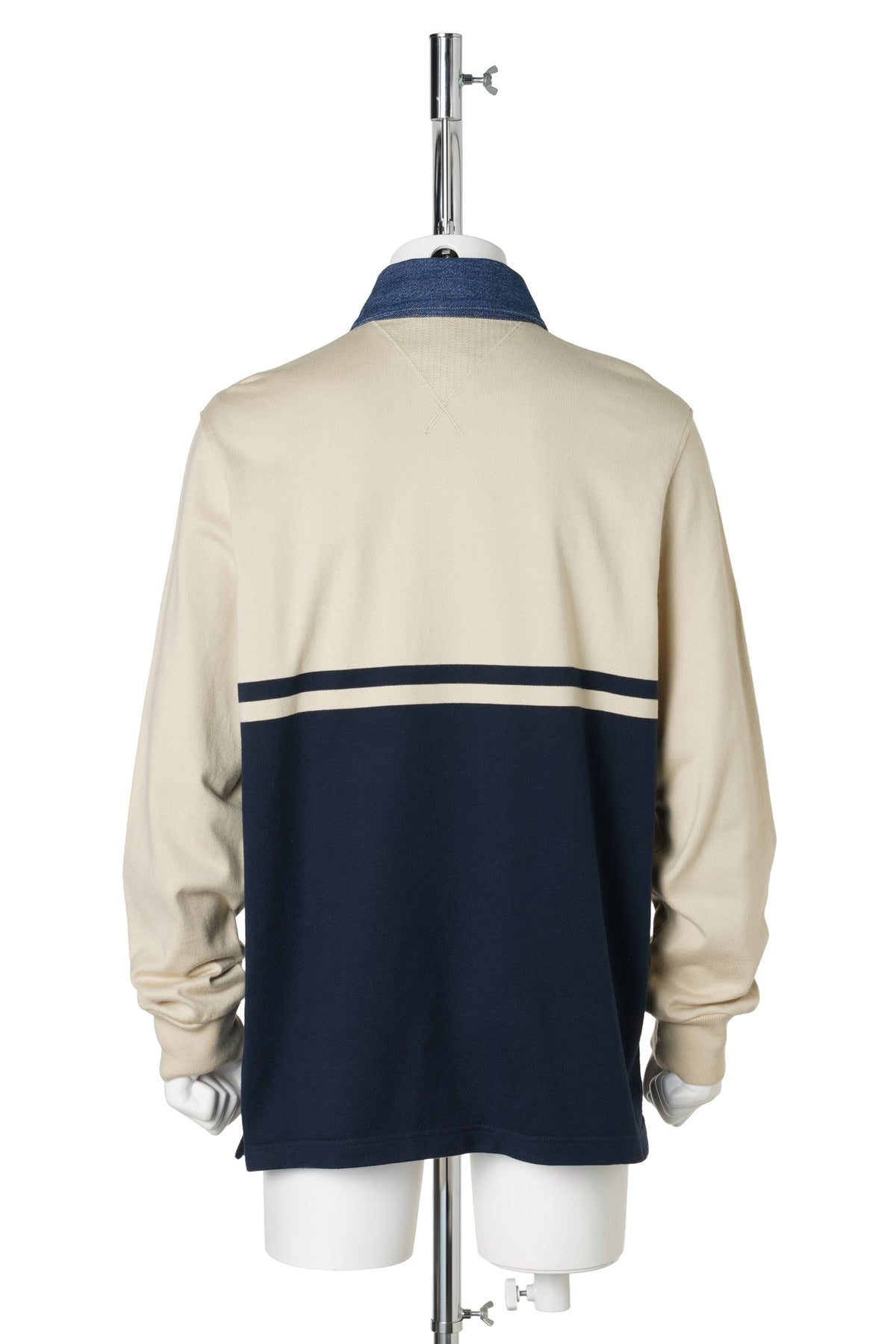CONTRAST COLLAR L/S POLO / 027:OFF WHITE /NAVY