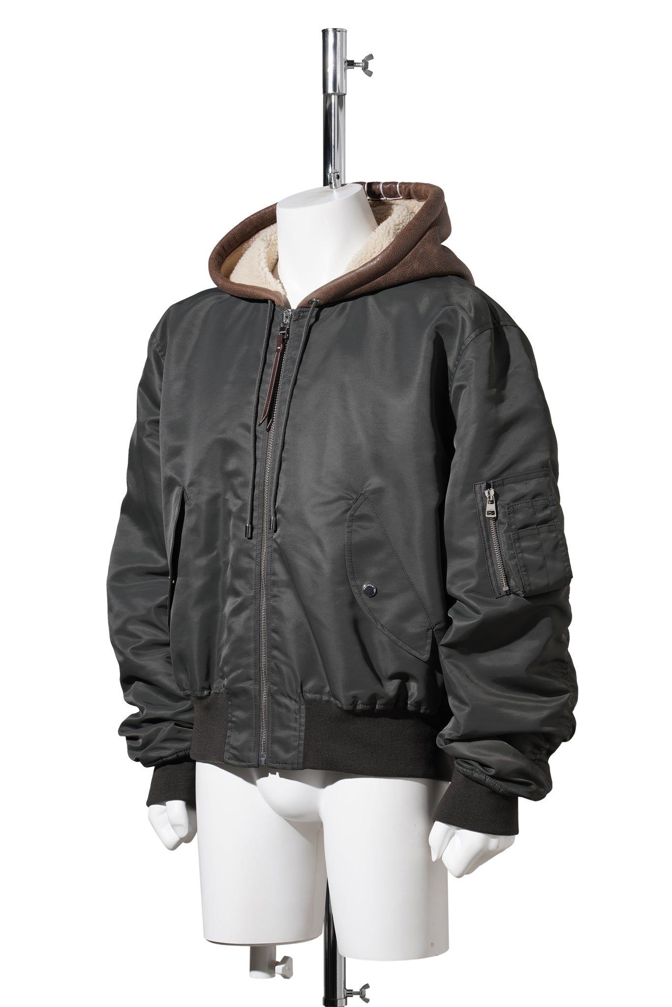 HOODED BOMBER JACKET / 576:DARK KHAKI