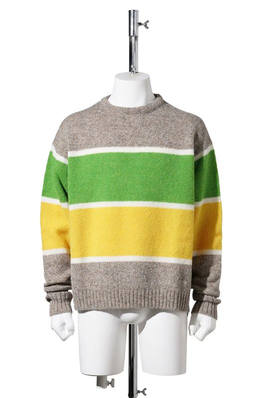 STRIPE CREW NECK JUMPER / 133:BEIGE MELANGE