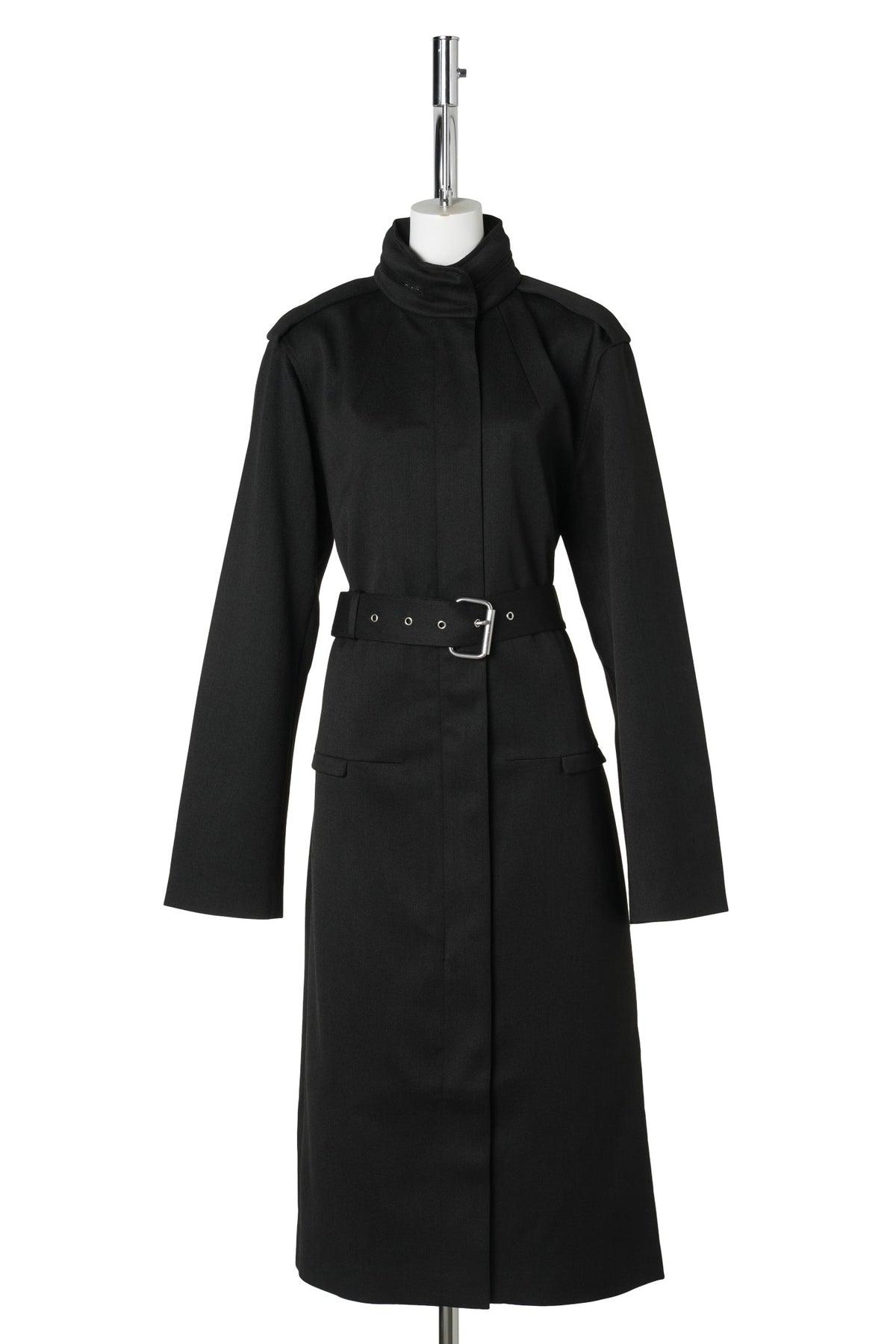 WATER-REPELLENT WOOL LONG COAT / BLACK
