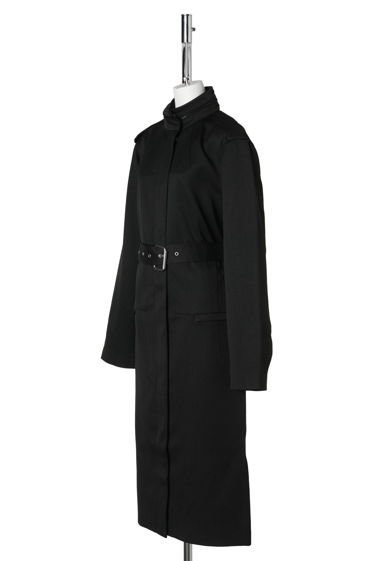 WATER-REPELLENT WOOL LONG COAT / BLACK