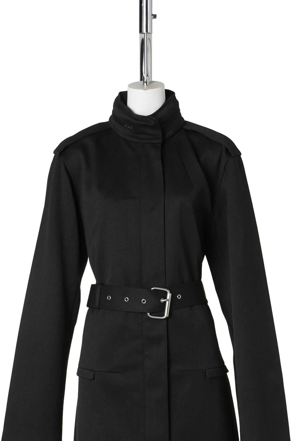 WATER-REPELLENT WOOL LONG COAT / BLACK