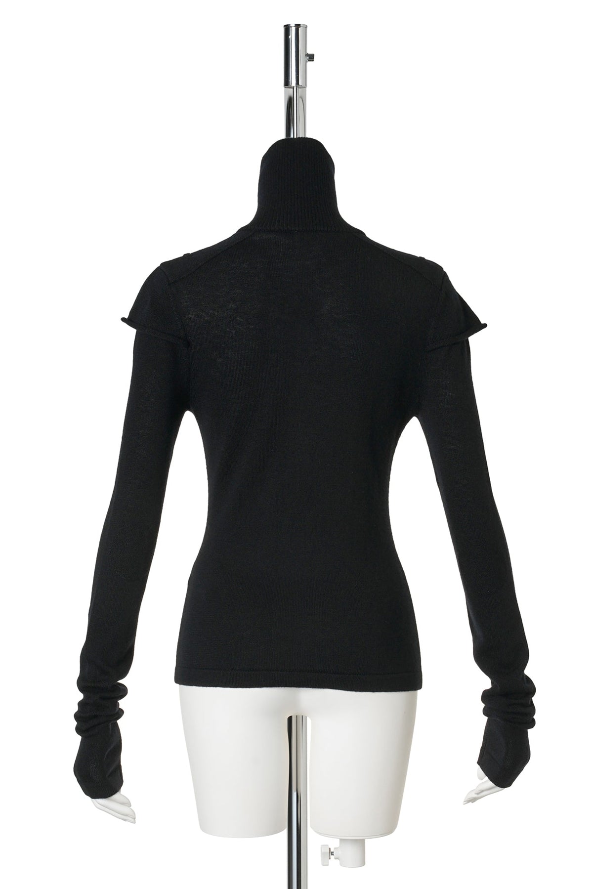 LAYERED-SLEEVE HIGH-NECK KNIT / BLACK
