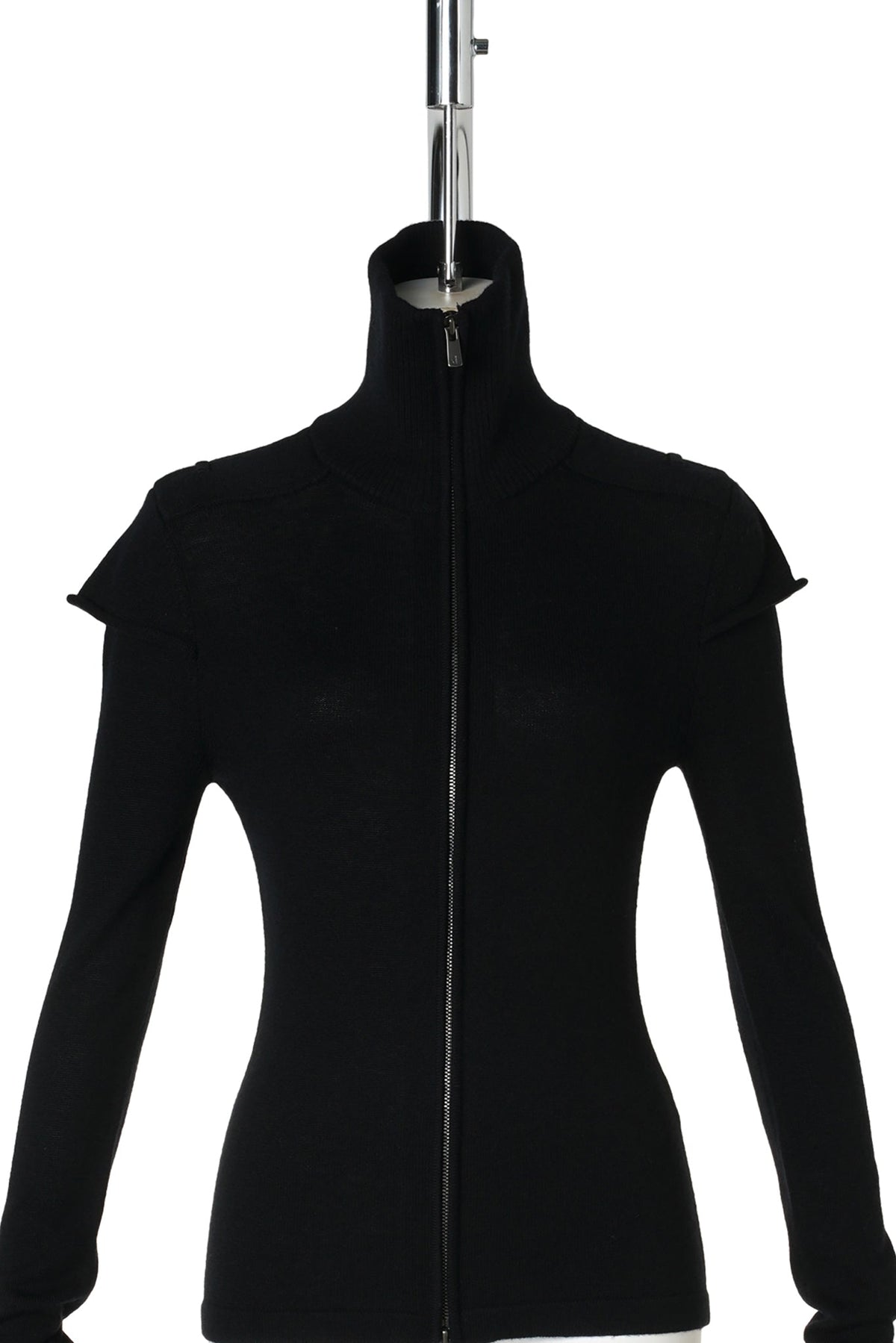 LAYERED-SLEEVE HIGH-NECK KNIT / BLACK