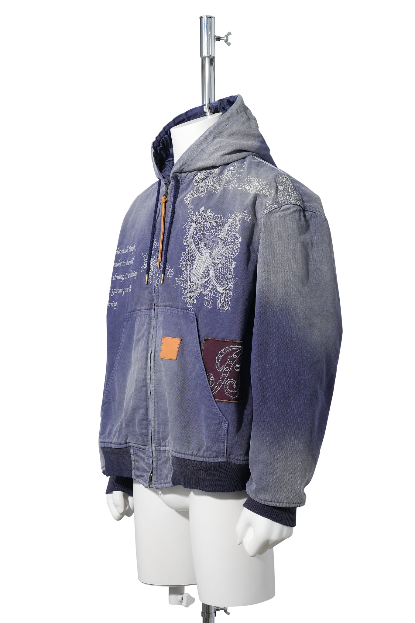 VINTAGE-EFFECT EMBROIDERED JACKET / BLUE