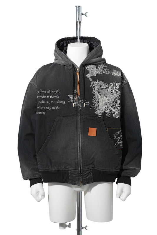 VINTAGE-EFFECT EMBROIDERED JACKET / BLACK