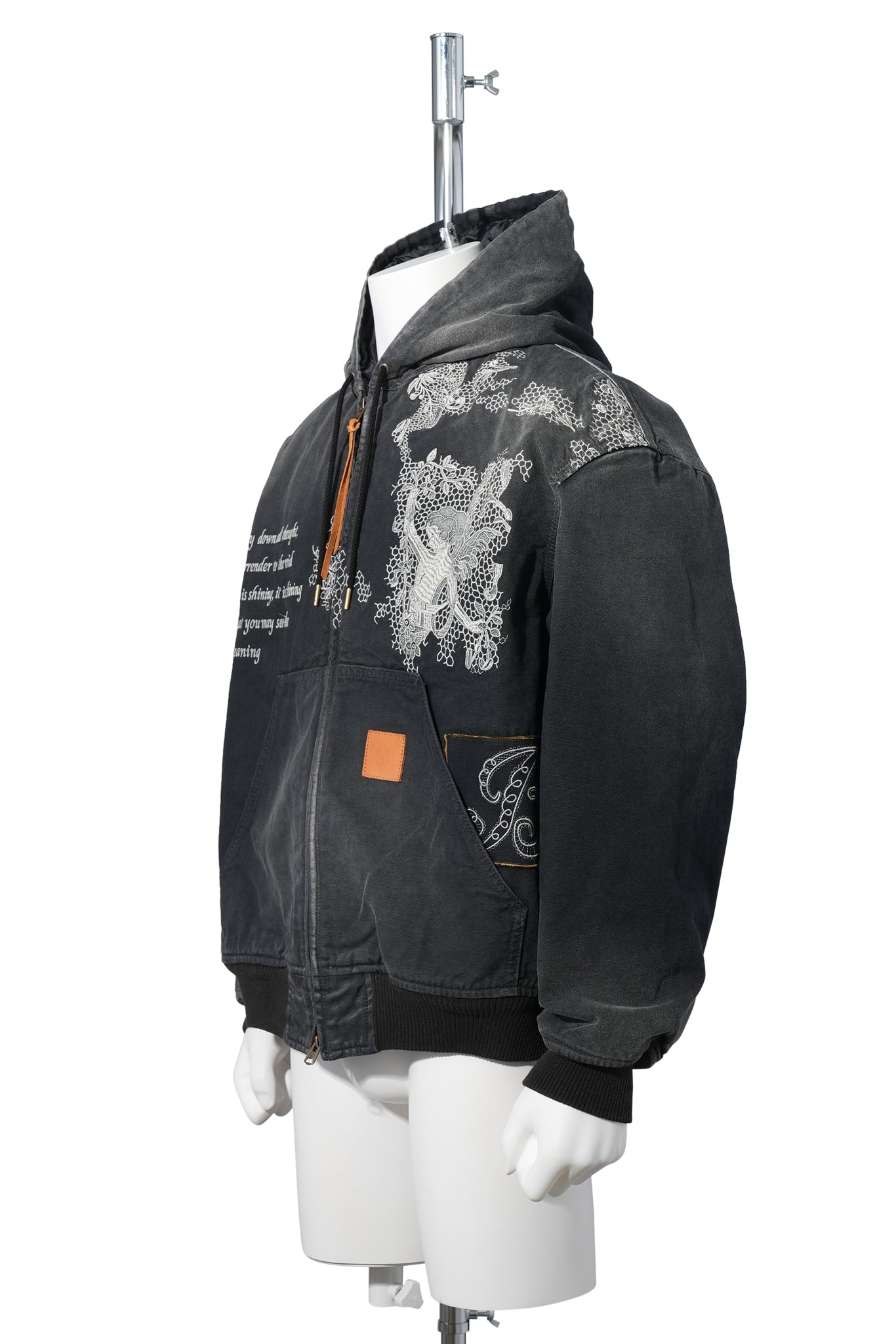 VINTAGE-EFFECT EMBROIDERED JACKET / BLACK