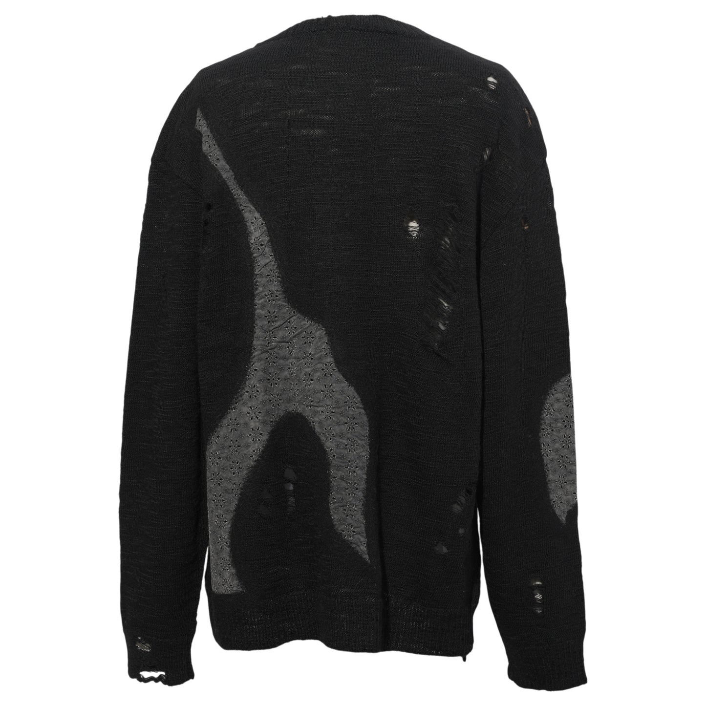 NEEDLE PUNCHED LACE CARDIGAN / BLACK