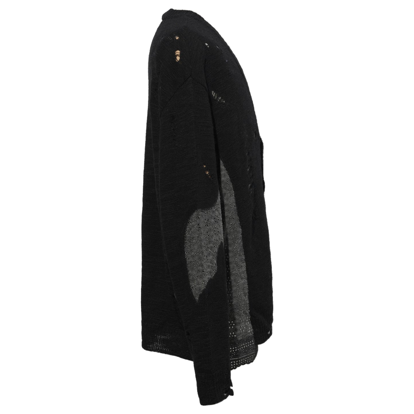 NEEDLE PUNCHED LACE CARDIGAN / BLACK