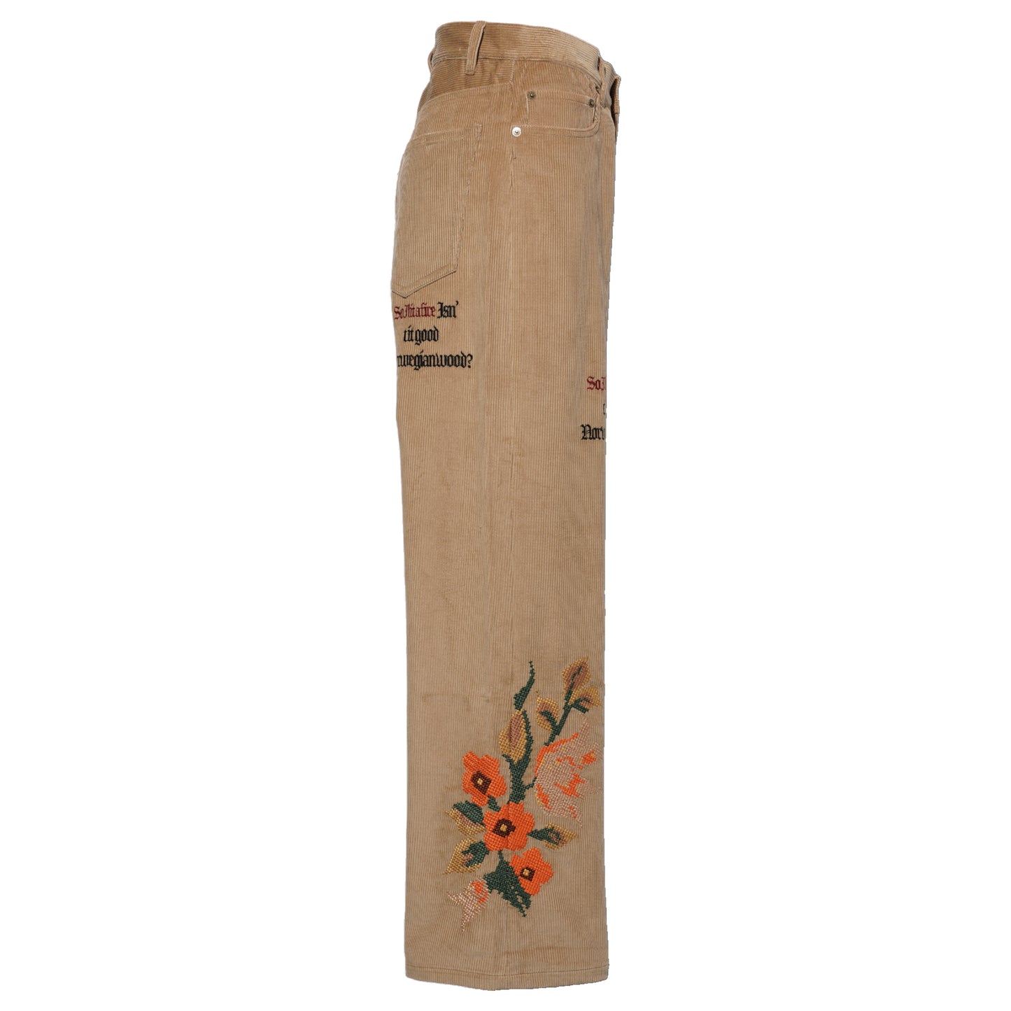 EMBROIDERY-DESIGN PANTS / BEIGE