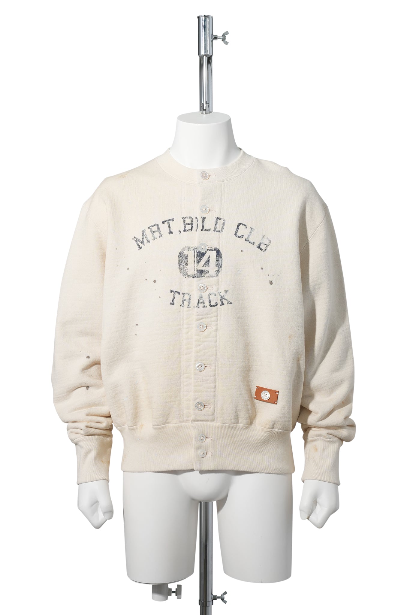 VINTAGE-EFFECT SWEAT CARDIGAN / OATMEAL