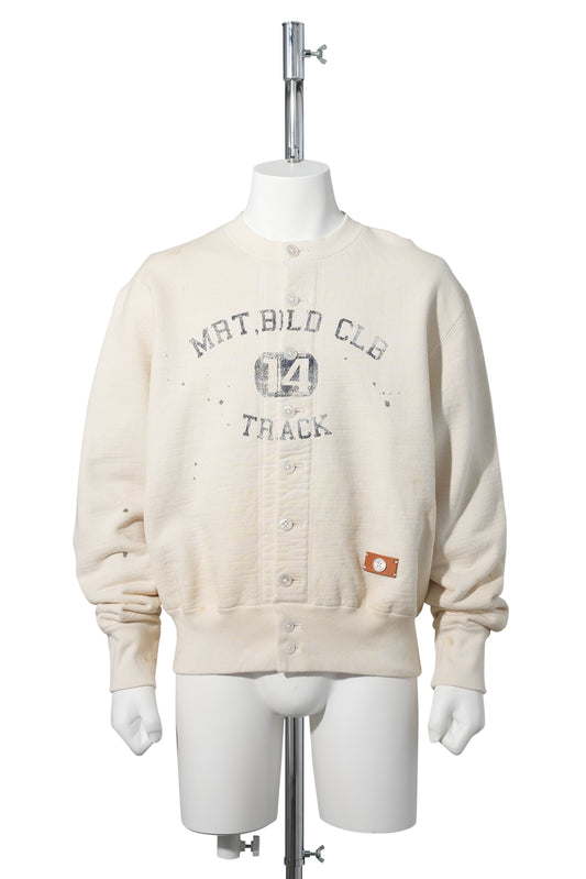 VINTAGE-EFFECT SWEAT CARDIGAN / OATMEAL