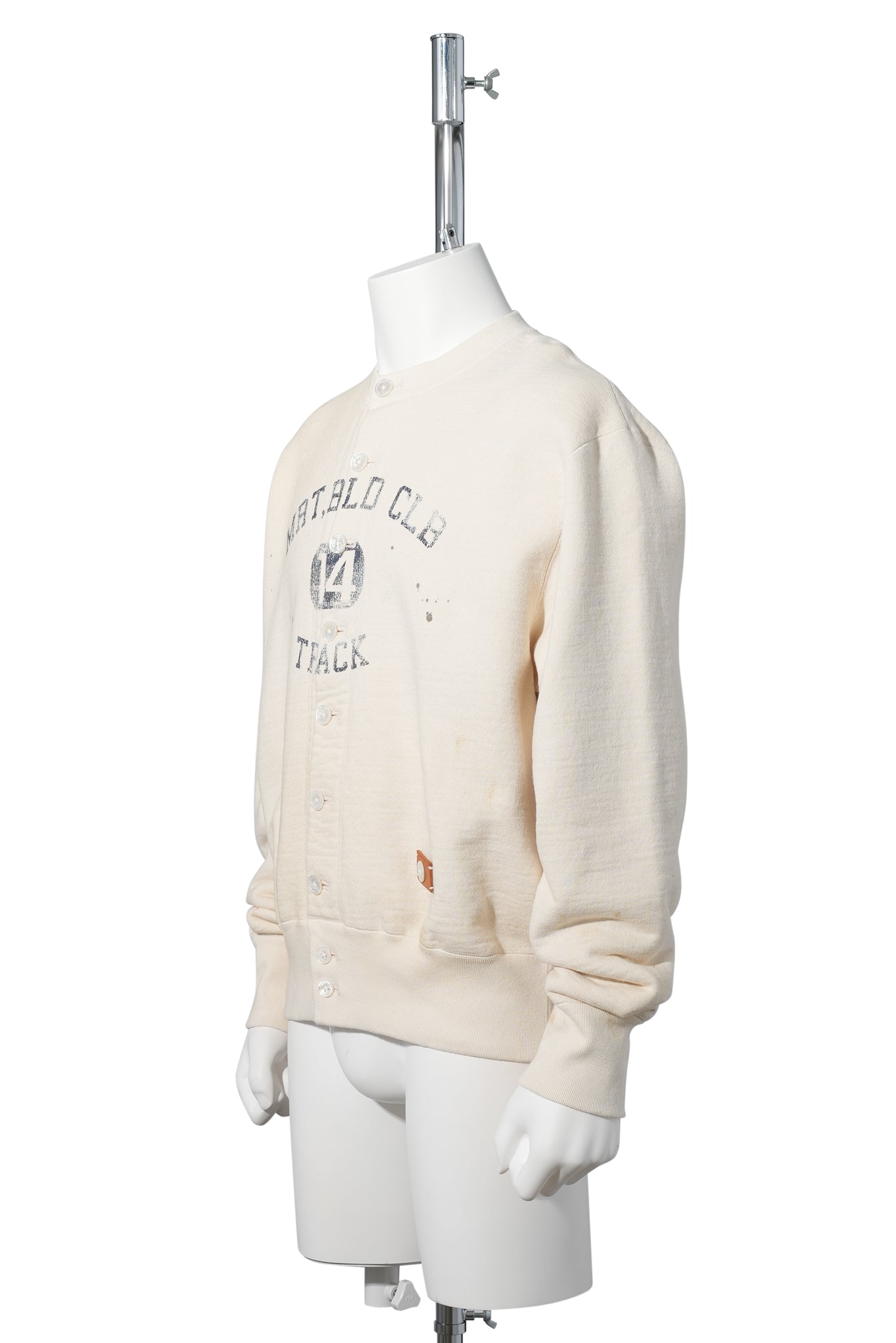 VINTAGE-EFFECT SWEAT CARDIGAN / OATMEAL