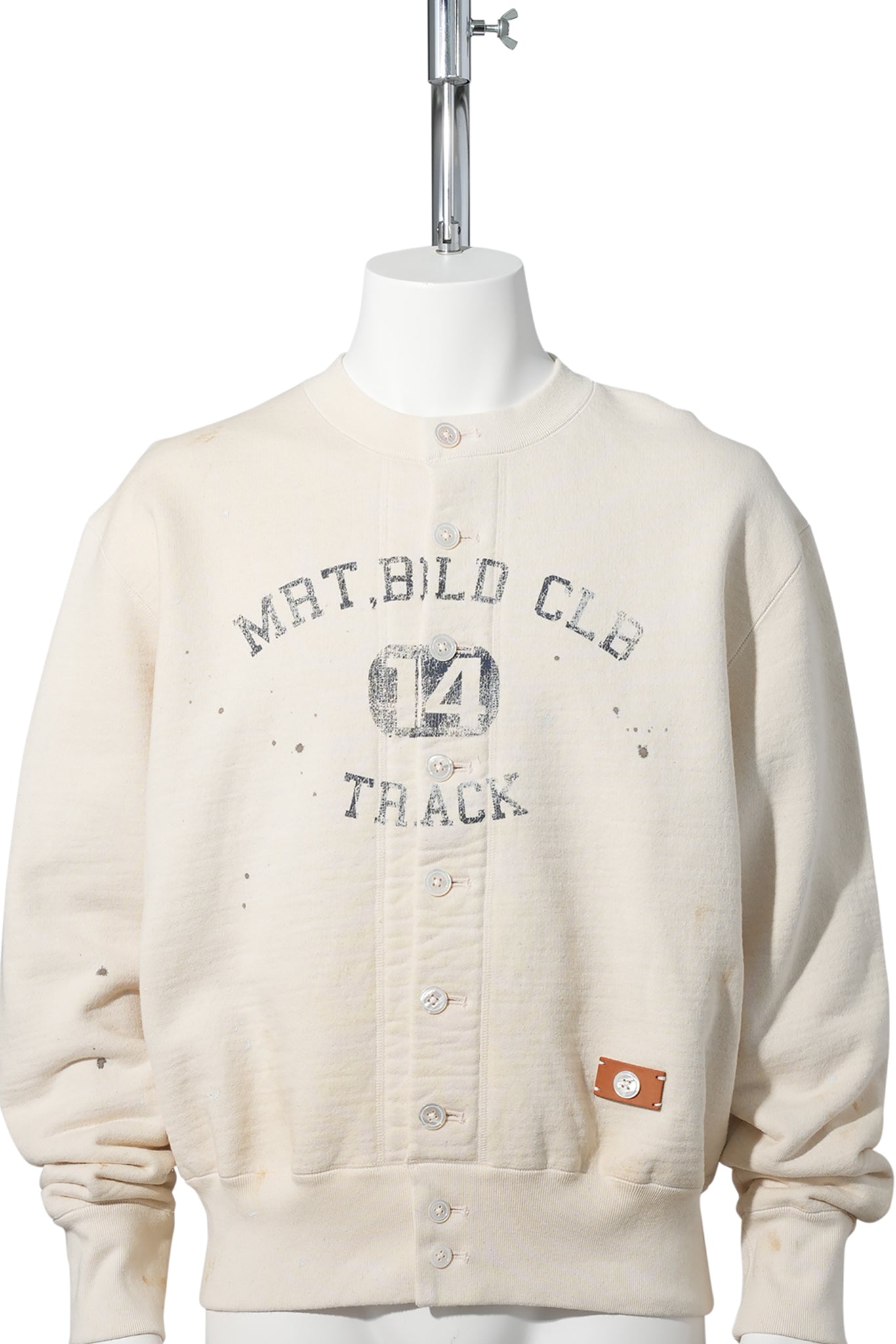 VINTAGE-EFFECT SWEAT CARDIGAN / OATMEAL