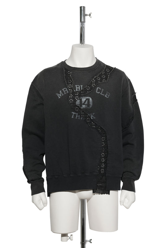 NTAGE-EFFECT ASYMMETRIC SWEAT SH / BLACK