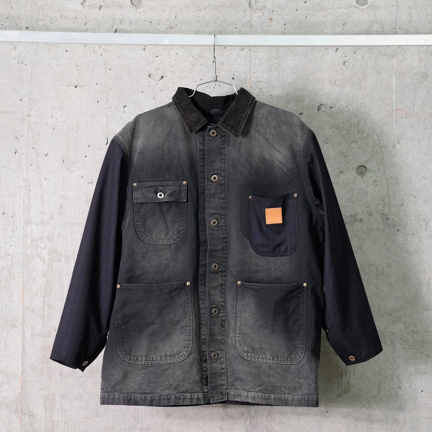 VINTAGE-EFFECT WORK COAT / BLACK