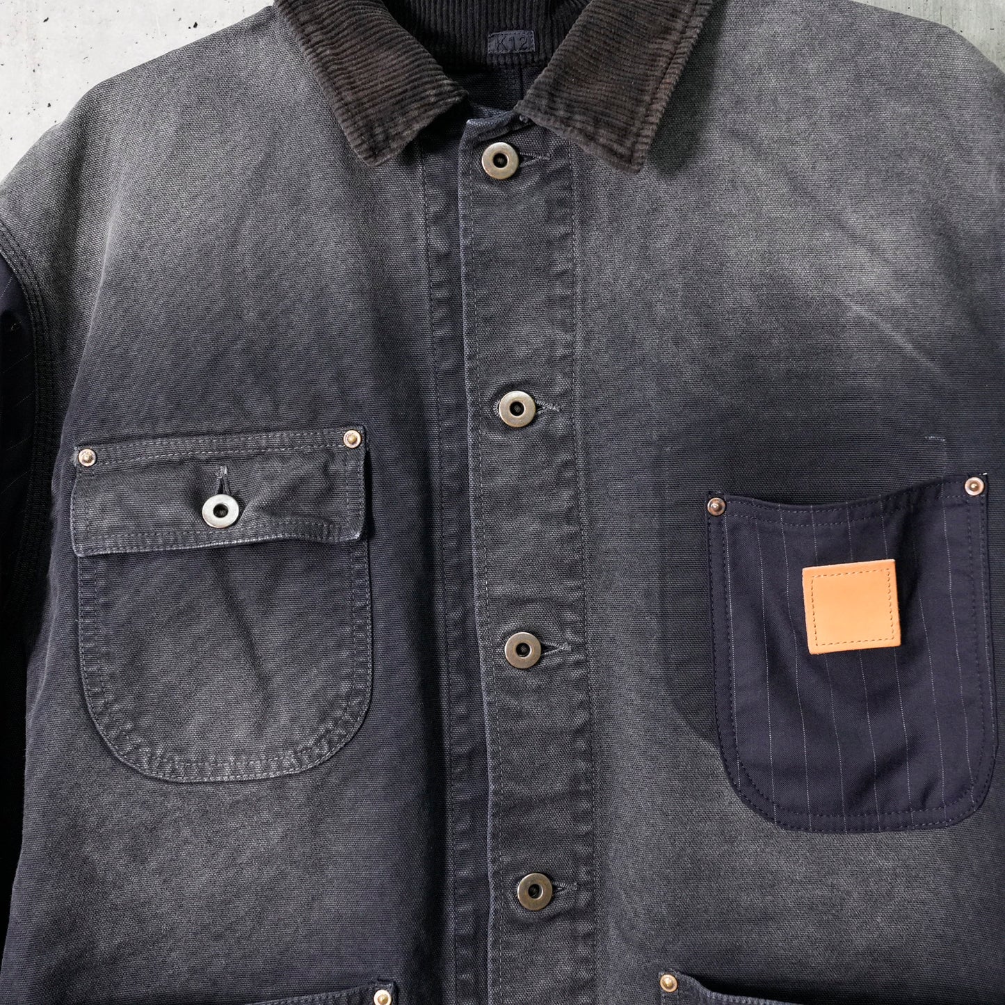 VINTAGE-EFFECT WORK COAT / BLACK