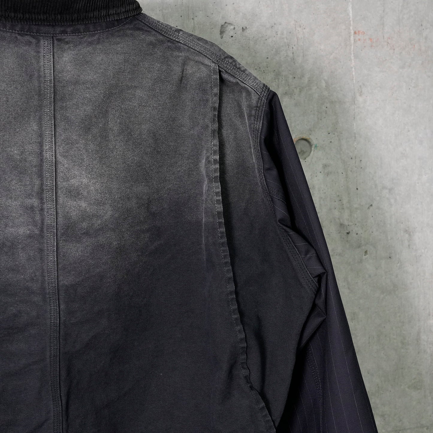 VINTAGE-EFFECT WORK COAT / BLACK