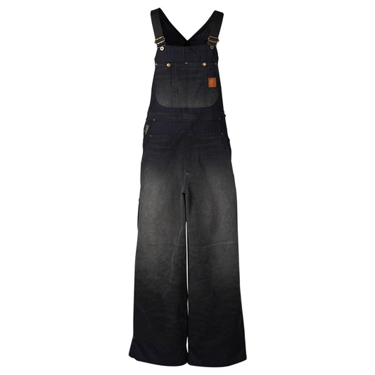 VINTAGE-EFFECT WORK JUMP SUITS / BLACK