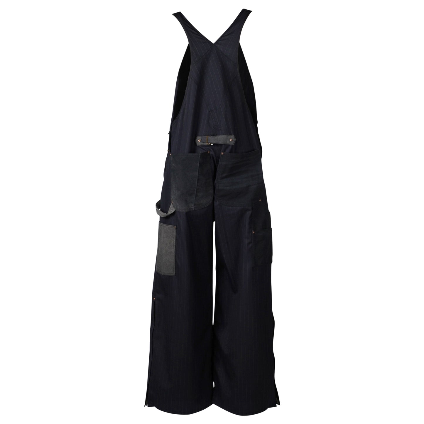 VINTAGE-EFFECT WORK JUMP SUITS / BLACK