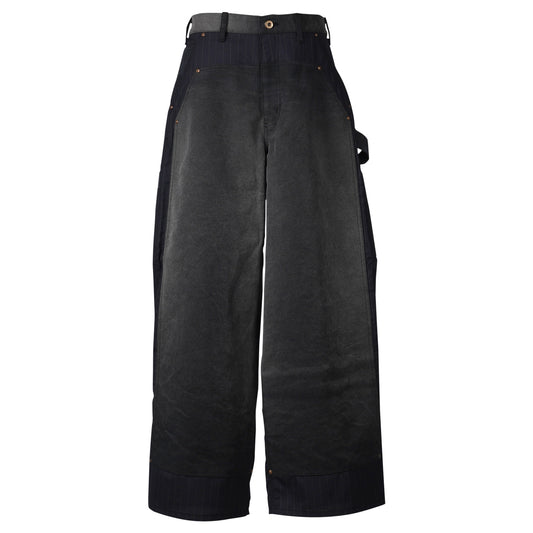 VINTAGE-EFFECT WORK PANTS / BLACK