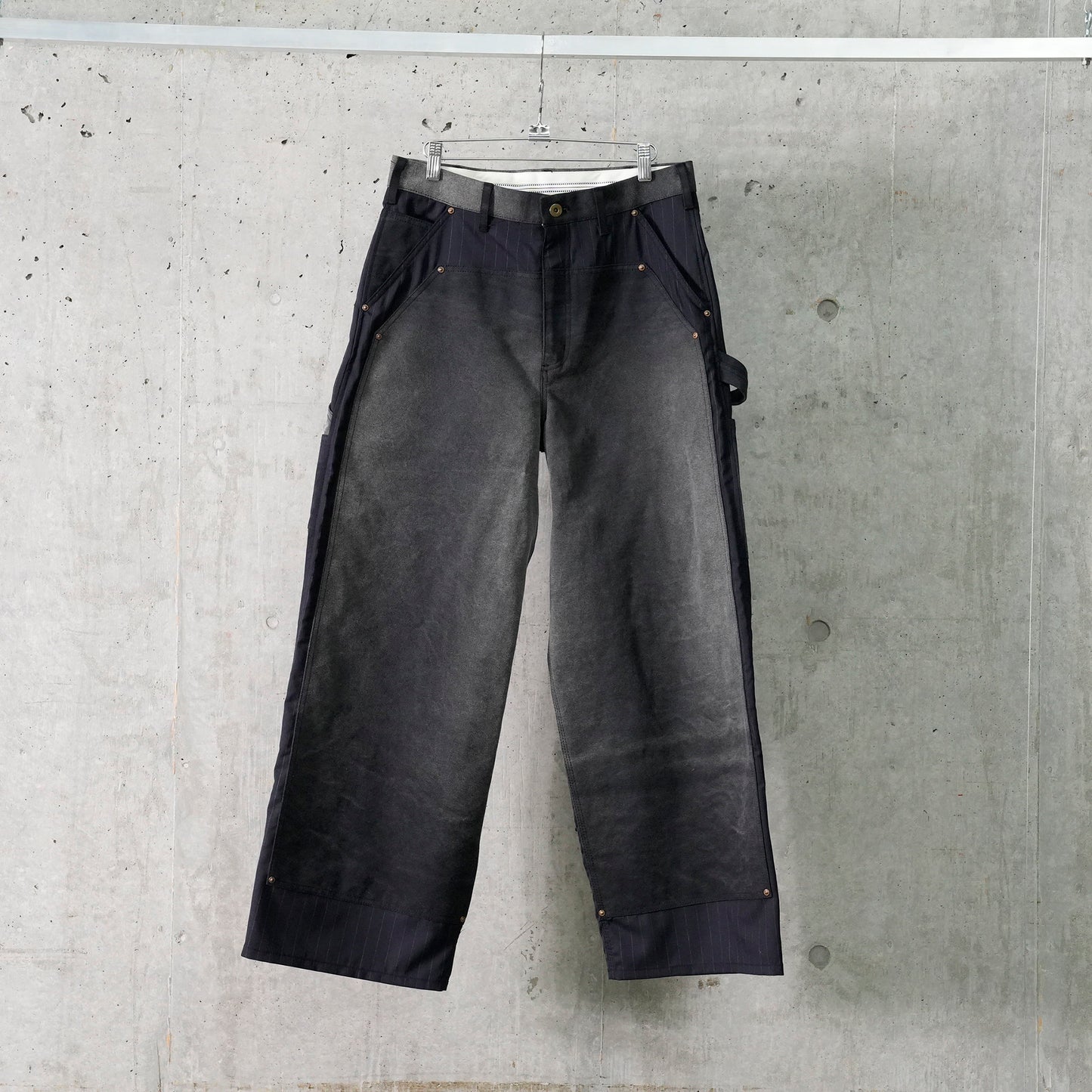 VINTAGE-EFFECT WORK PANTS / BLACK