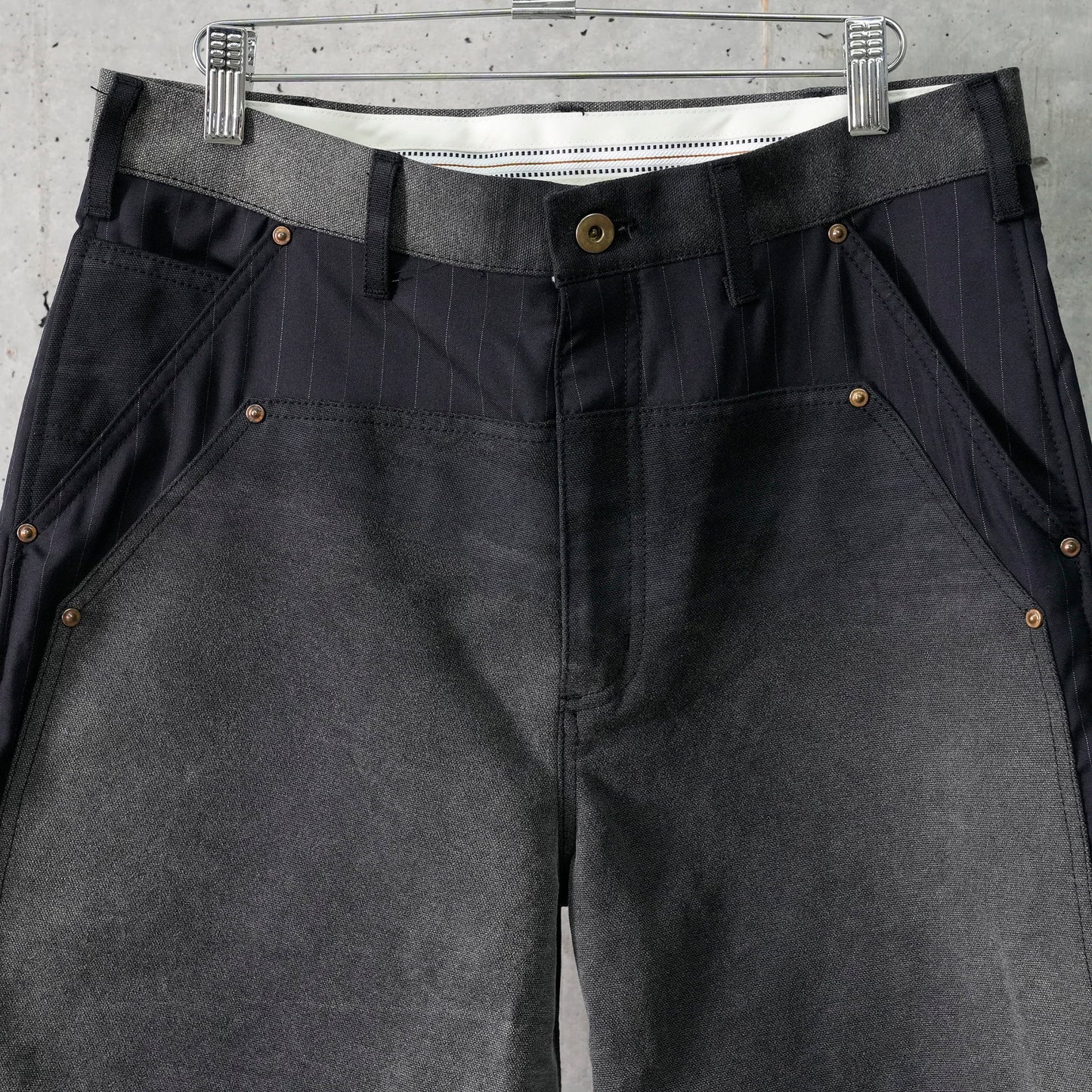 VINTAGE-EFFECT WORK PANTS / BLACK