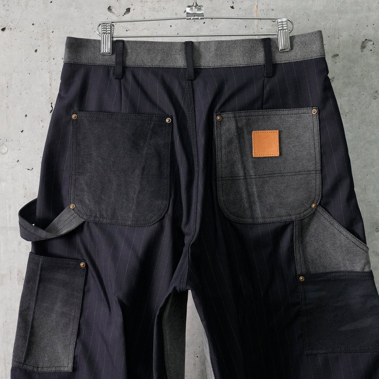 VINTAGE-EFFECT WORK PANTS / BLACK