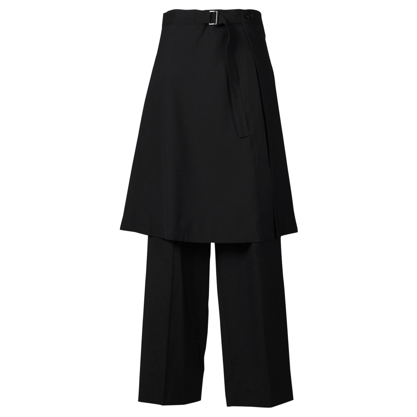 SKIRT-LAYERED PANTS / BLACK