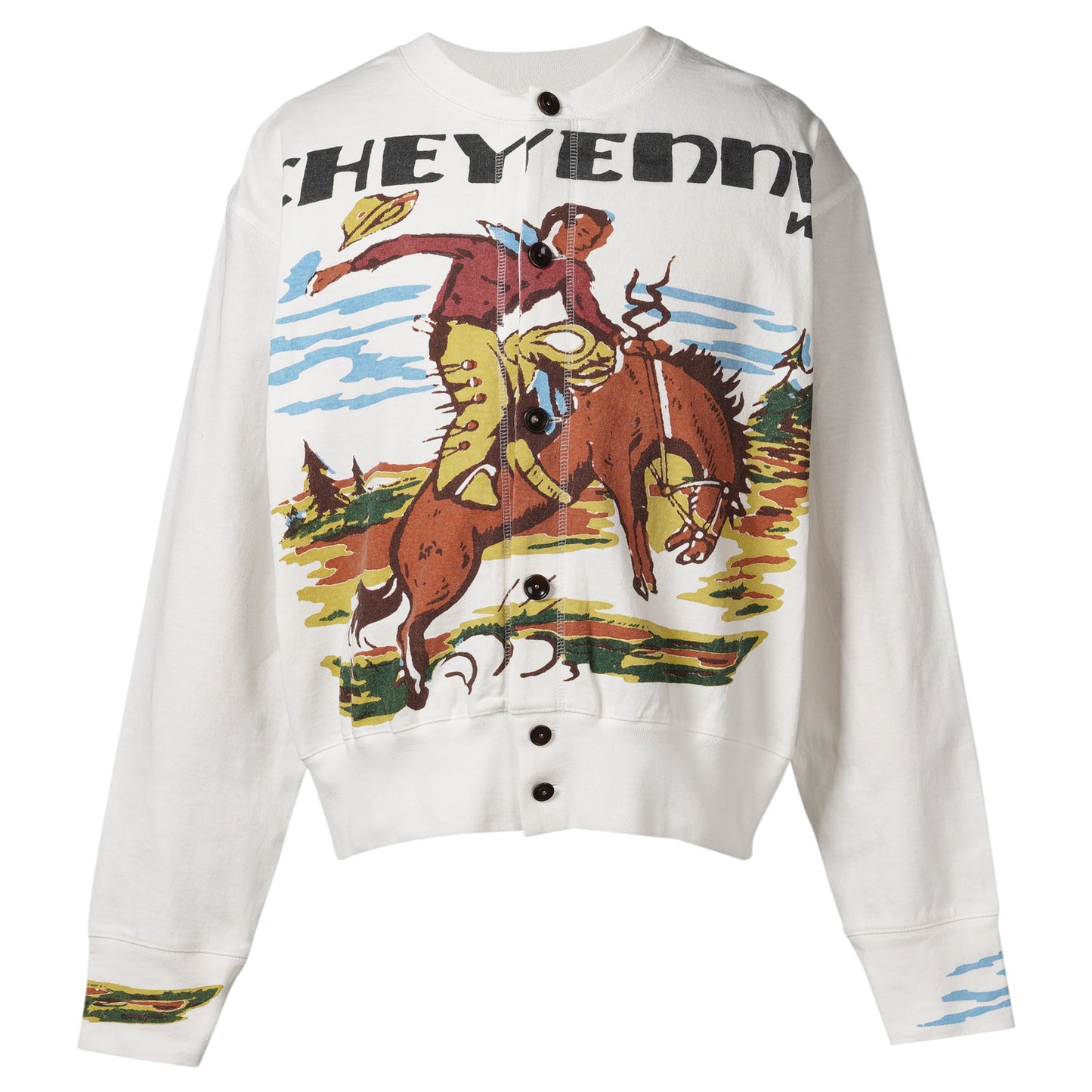 COWBOY-PRINT CARDIGAN / WHITE