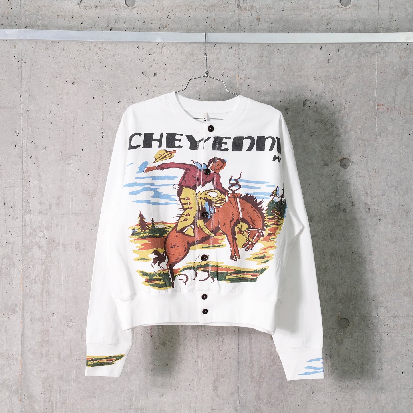 COWBOY-PRINT CARDIGAN / WHITE