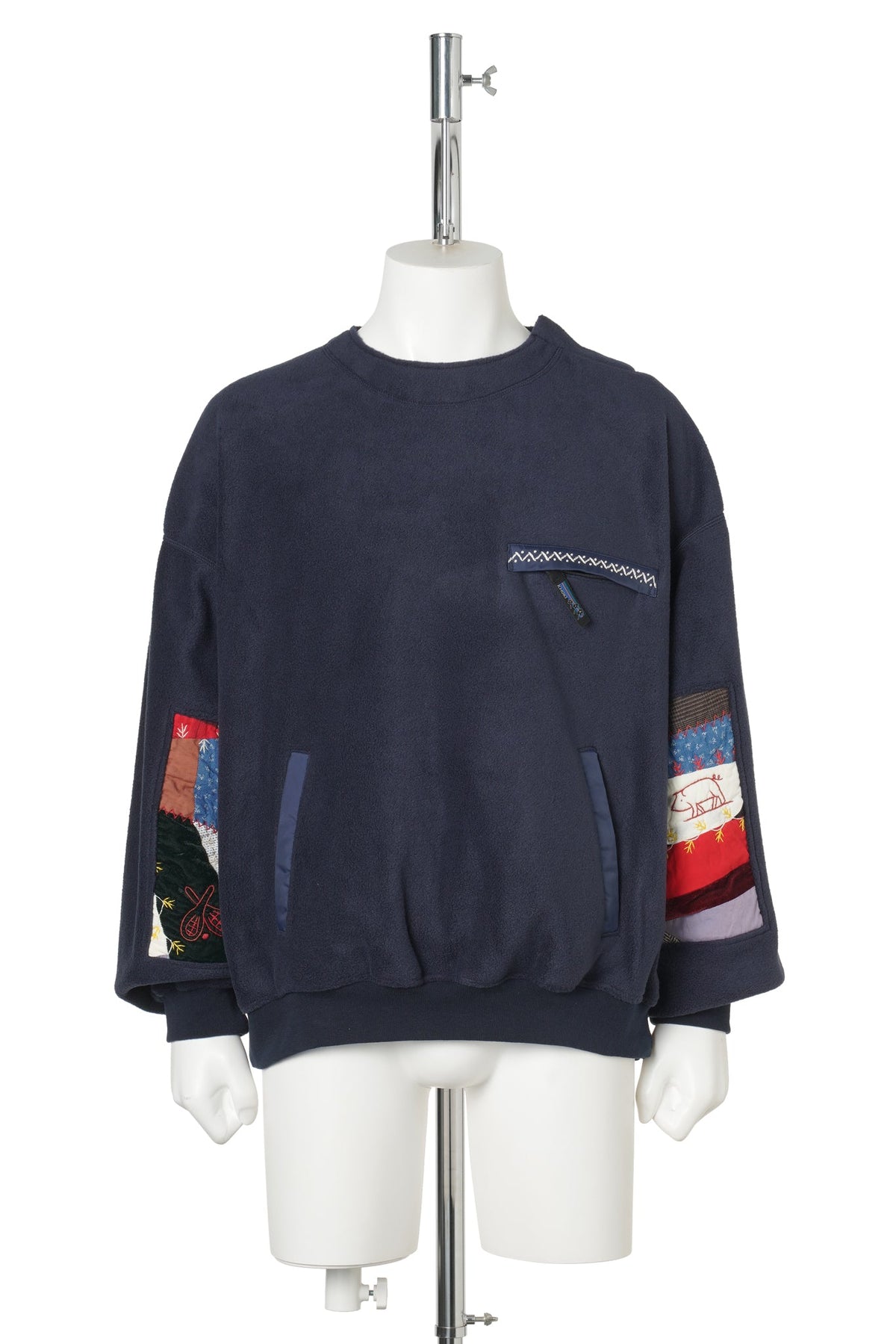 QUILT FLEECE PULLOVER / NAVY